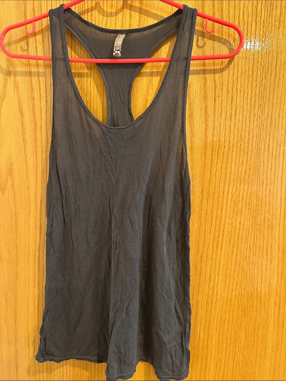 Free People Sheer Charcoal Racerback Tank Top